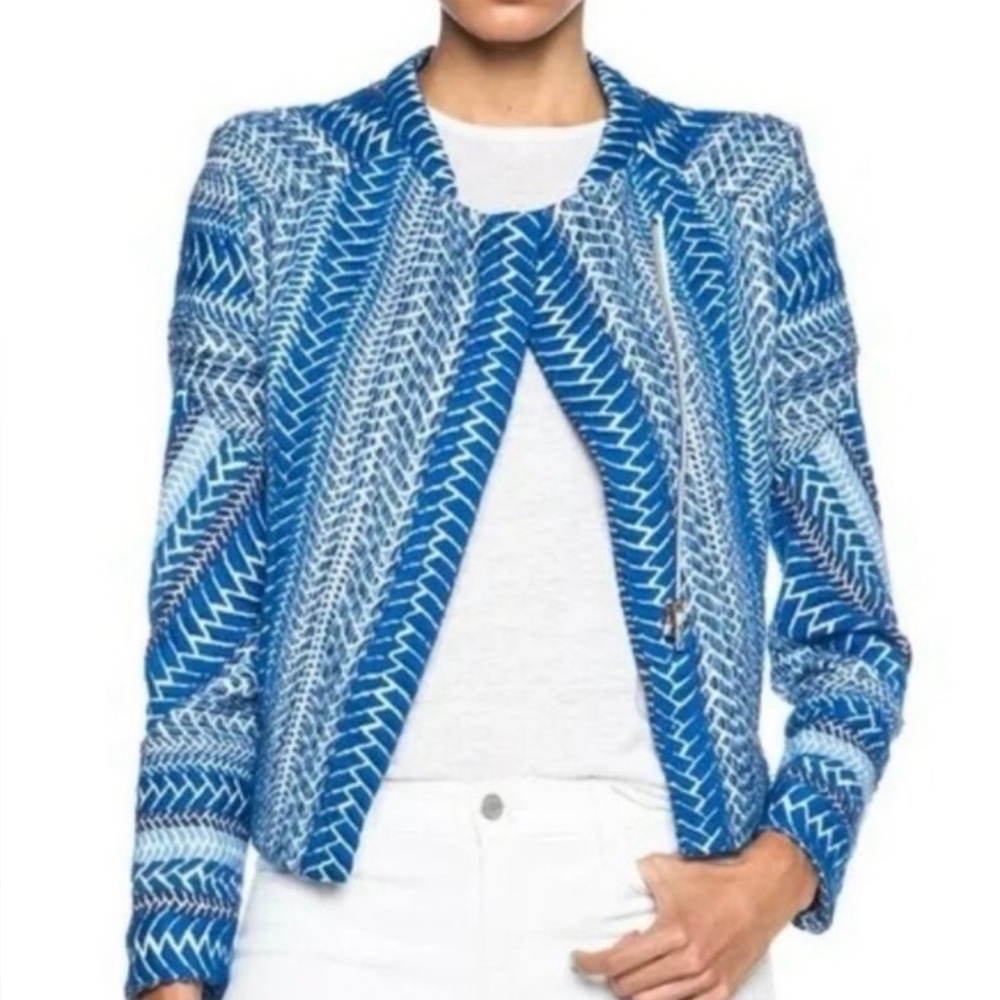 IRO Blue and White Textured Jacket